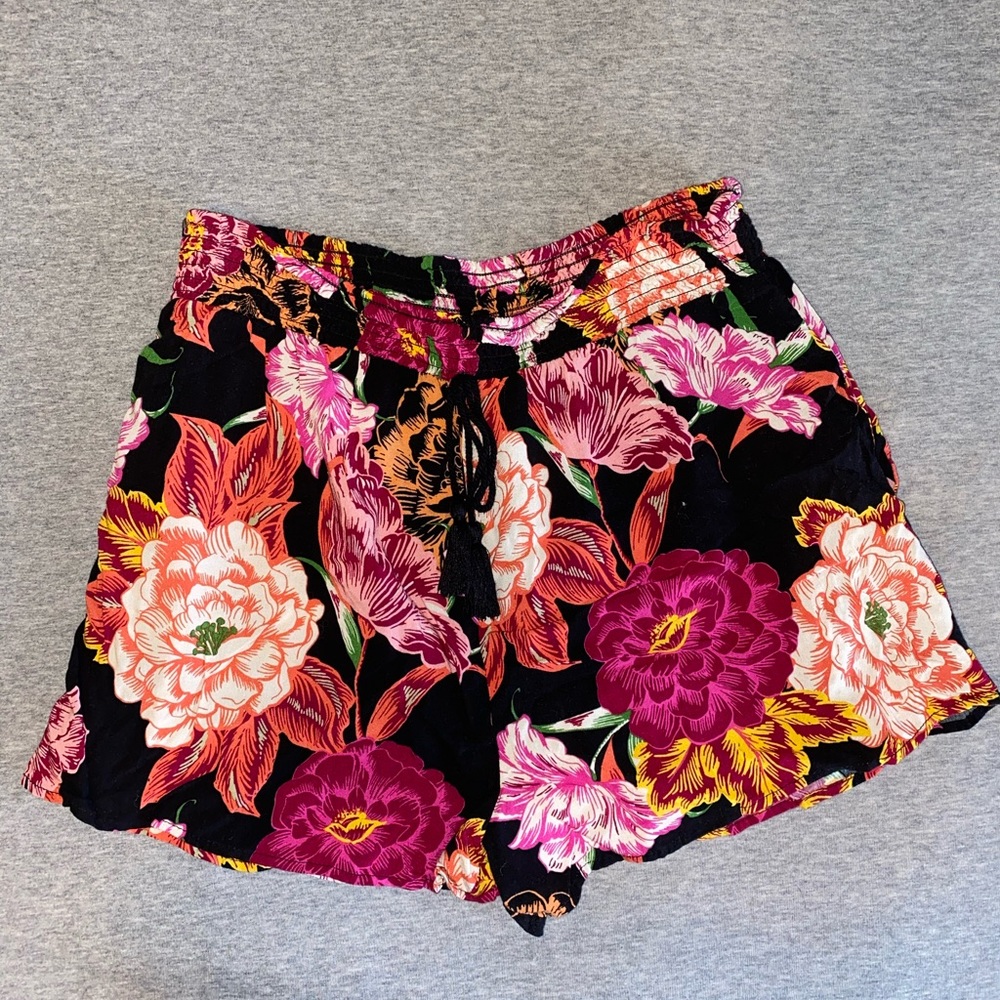 Pink Floral Flow-y Shorts